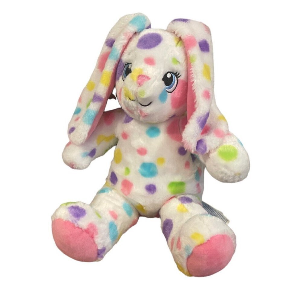 Build A Bear Plush Pastel Flower Bunny Rabbit with Pink Polka Dot Ears Easter